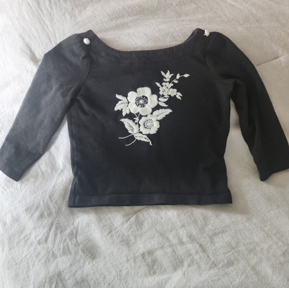 JANIE AND JACK Black Floral Top